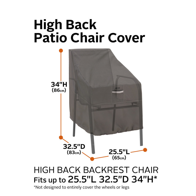 Housse pour chaise de patio résistante à l'eau Jaylon, H 34 po x l 25,5 po x P 32,5 po