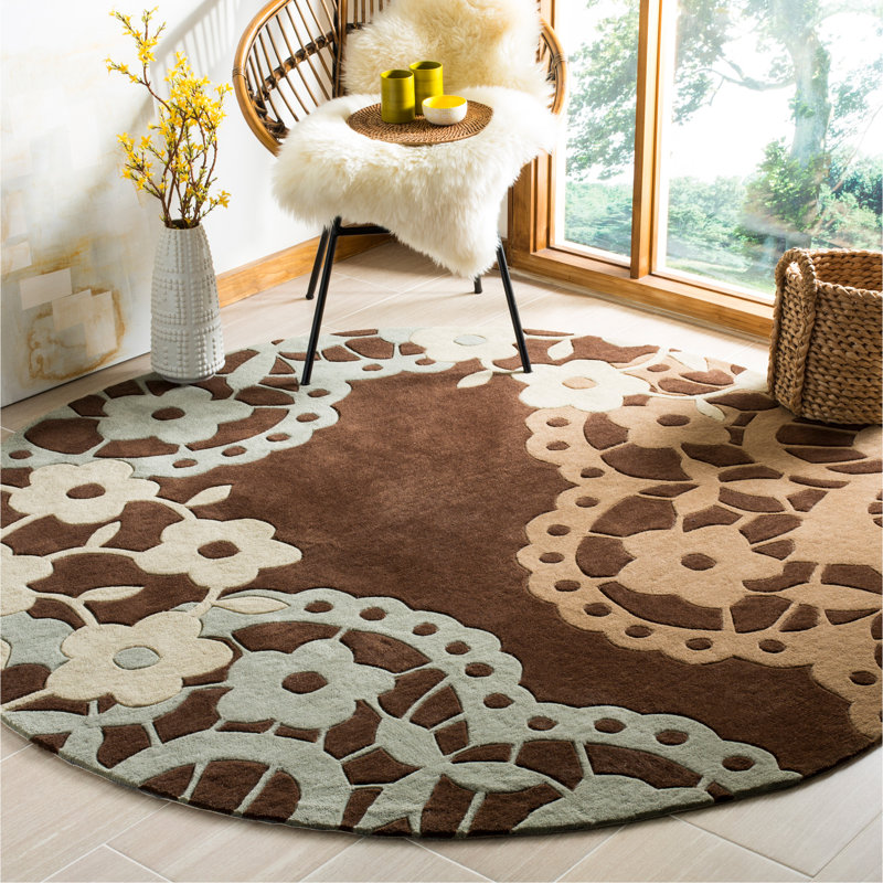 Tapis à motif floral touffeté à la main Modern Art, Rectangle 9 pi x 12 pi
