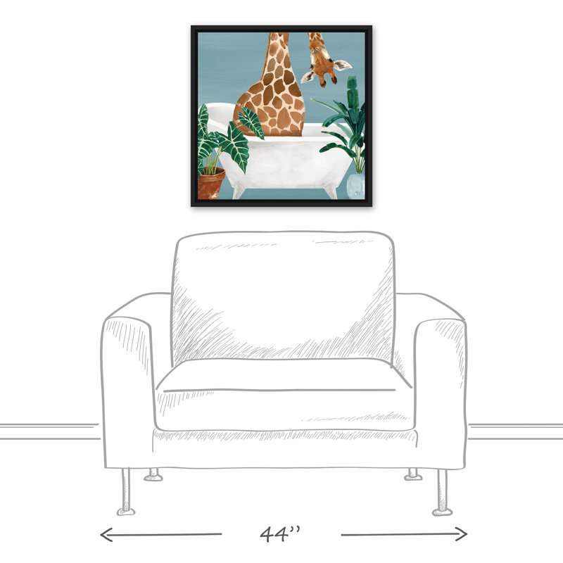 Girafe dans la baignoire, reproduction d'art sur toile, H 21,75 po x l 21,75 po x P 1,75 po