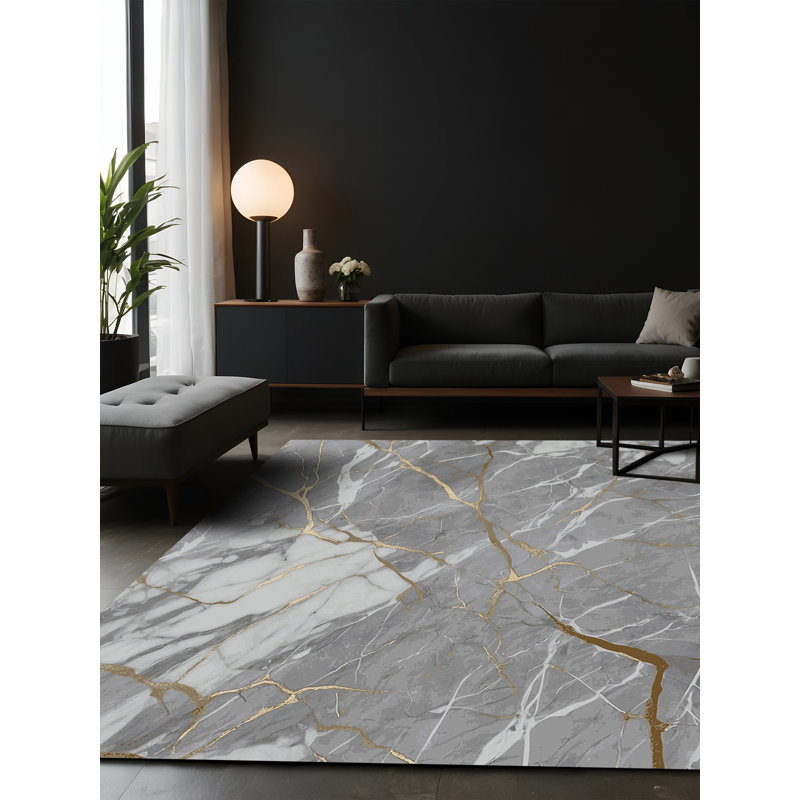 Tapis gris soyeux et moelleux, Carré 4 pi