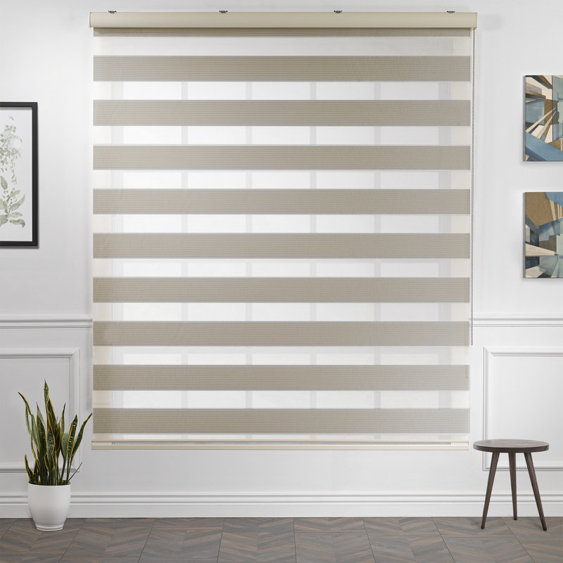 Rideau à fines rayures, L 25,25 po x L 72 po, Beige