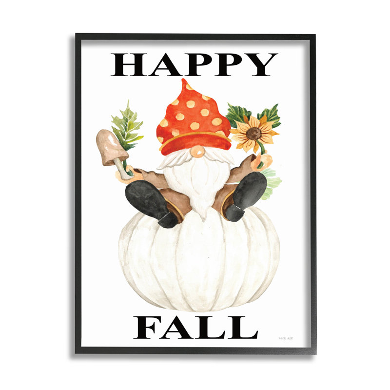 Gnome fantaisiste Happy Fall AT-149, Cadre noir, H 30 po x l 24 po x P 1,5 po