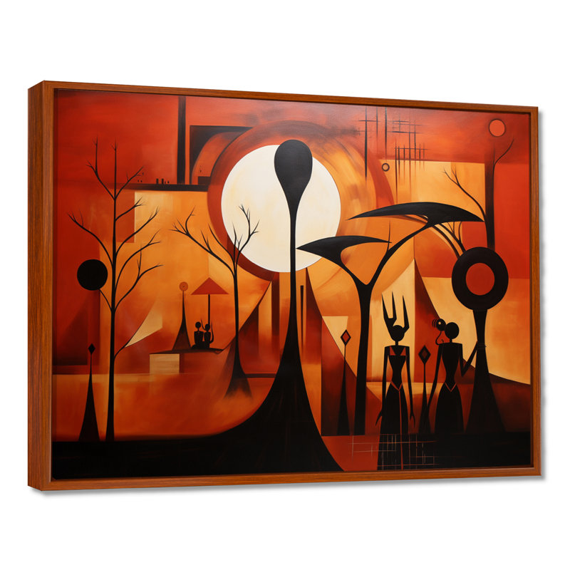 Futures souvenirs d'Afrique - art mural africain, Toile avec cadre flottant brun, H 16 po x l 32 po x P 1 po