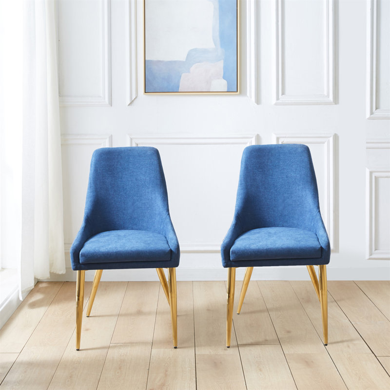 Kuido 19.3'' H Upholstered Dining Chair, Blue