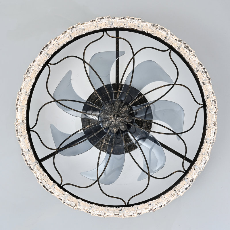Ventilateur de plafond en cage noir rustique 21 "avec lumières, télécommande, ventilateur industriel avec lumière DEL acrylique pour le salon de la cuisine
