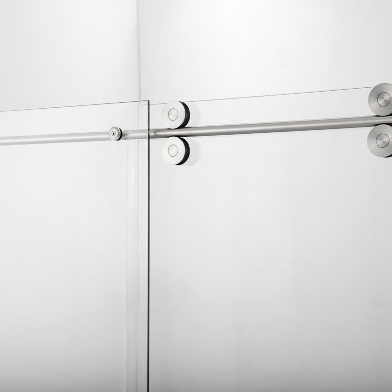 Villena 68'' x 78'' Frameless Sliding Shower Door in Brushed Nickel