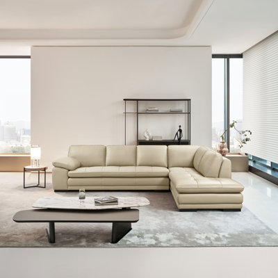 124" Wide Leather Match Sofa & Chaise