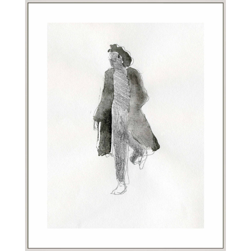 Walking Women by Simon Schneiderman - Framed Wall Art, White Framed Canvas, 20" H x 16" W