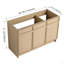 Meuble-lavabo autoportant 48 po et 3 portes d'armoire à fermeture en douceur (emballage KD) - sans le lavabo