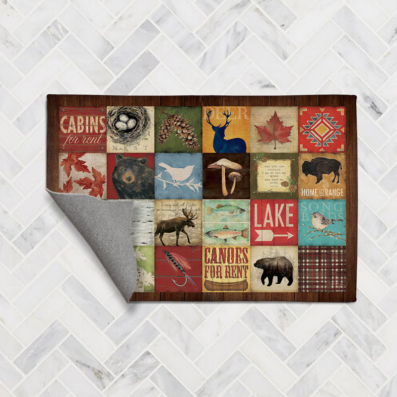 Natures Lodge Collage Chenille Patchwork Indoor Rug, Rectangle 5' x 7'