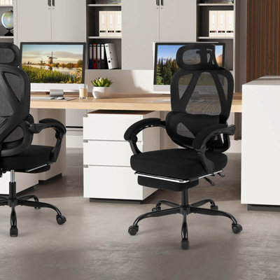 Ergonomic Office Chair with Retractable Footrest & 135° Stepless Tilting Backrest