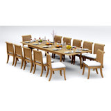 13 Pcs Grade-A Teak Wood Dining Set: 118" Double Extension Rectangle Table And 12 Giva Armless Chairs #11GV2400