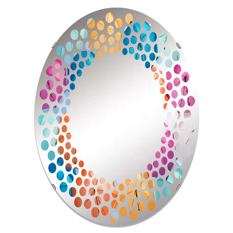 Miroir mural à pois multicolores, photo moderne | Ovale, L 20 po x H 30 po