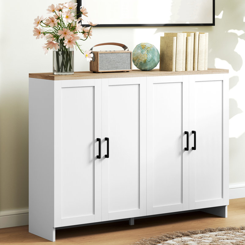 Buffet moderne avec tablettes réglables blanc