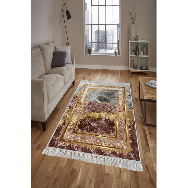 Luxurious Velvet Area Rug, 5.2 x 7.5 ft | 100% Velvet Fabric, 100% Cotton Sole, 0.4 in Pile Height | Antibacterial, Non-Slip, Machine Washable | Elegant 3D Digital Print, Perfect for Living Room & Bedroom Décor