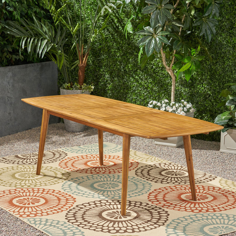 Table de salle à manger d'extérieur en bois d'acacia extensible, teck, Teck