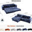 Vidéo disponible Canapé modulaire en velours côtelé de 108,68 po avec repose-pieds mobile amélioré, pochettes porte-revues et siège confortable bleu modulaire large, tabouret de pieds pouvant se transformer en lit