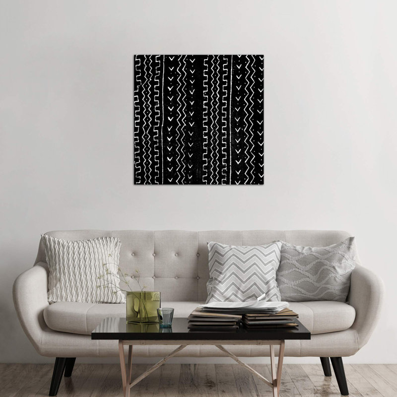 Mudcloth Black Geometric Design VI by Ellie Roberts - Print on Canvas, 93.98 cm H x 93.98 cm W x 1.91 cm D, Wrapped Canvas