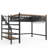Queen Size Loft Bed with Storage Stairs and Hanging Rod for Kids Teens Adults, Metal Loft Bed Frame with Shelves and Organizer/High Guard Rails, Space-Saving and Easy Assembly/Climb, Black-231908153