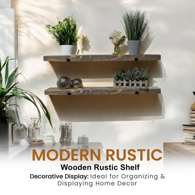 Unique Wood Bracket Shelf, 4.5cm H x 100cm W x 15cm D, Driftwood