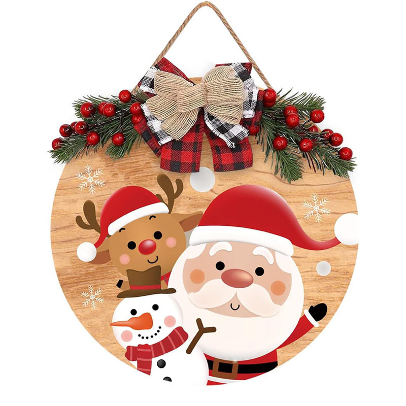 11" Rustic Christmas Wreath Sign, Farmhouse Indoor Outdoor Front Door Porch Decor