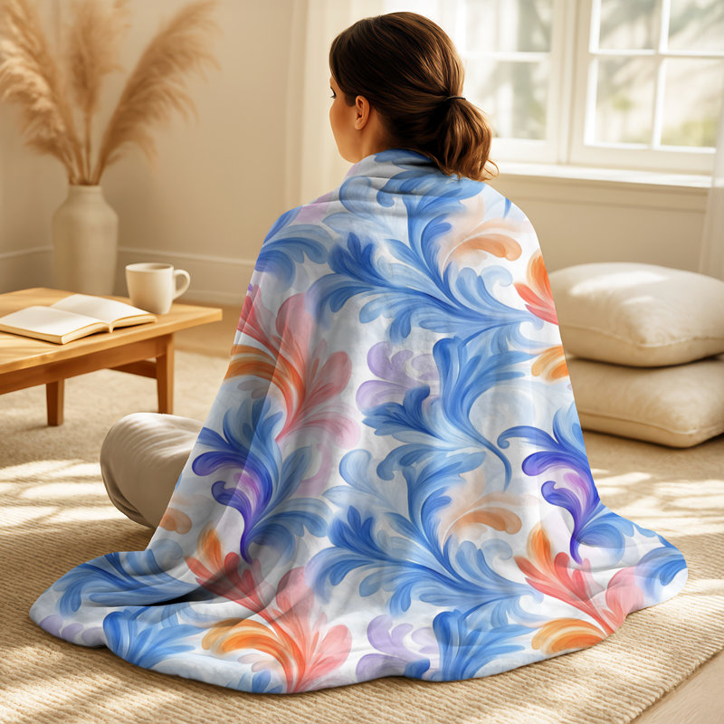 Coussin Petal Curl Paisley II - Rustic Cozy, Motif cachemire bleu, Abstrait