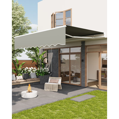 Auvent de patio manuel rétractable - Polyester imperméable 280G / M², Protection UV - Cadre en aluminium robuste, Poignée à manivelle - Pare-soleil d'extérieur pour terrasse, porche, balcon, salle à manger de patio - Gris, 13 pi x 10 pi