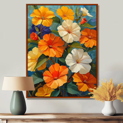 «Vibrant Garden Orange White Morning Glory II - Morning Glory», art mural du salon