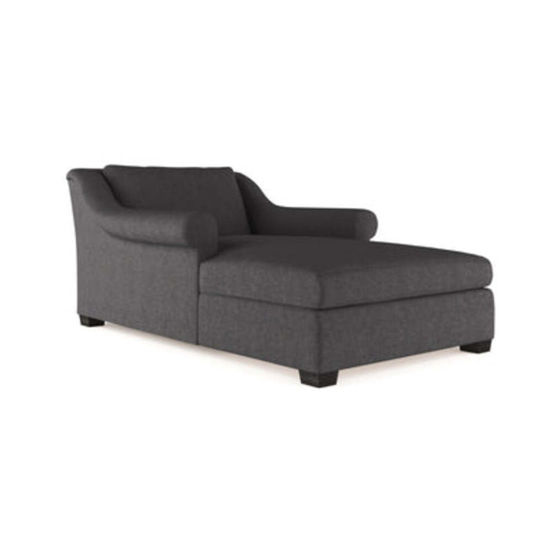 Thompson Chaise Lounge, Plush Velvet Blue Print, Weathered
