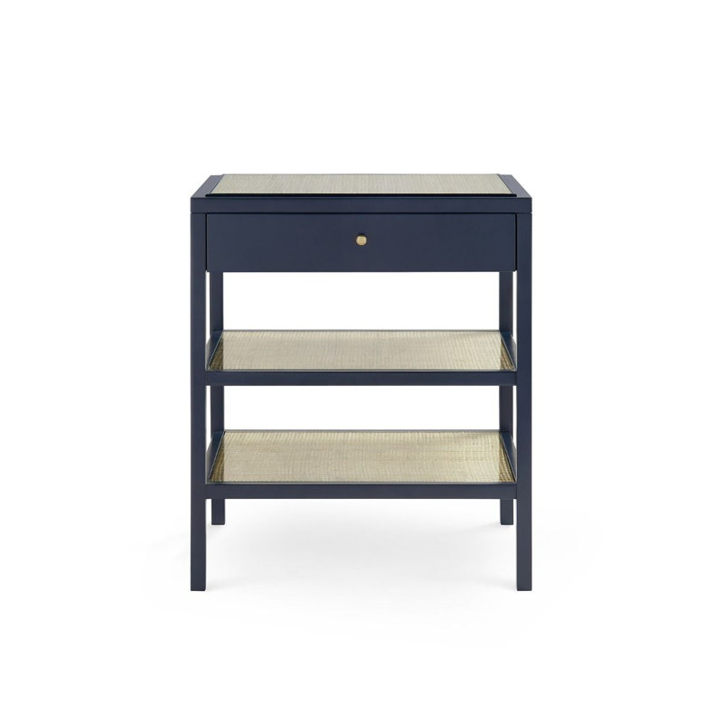 Caanan Glass End Table, Midnight Blue