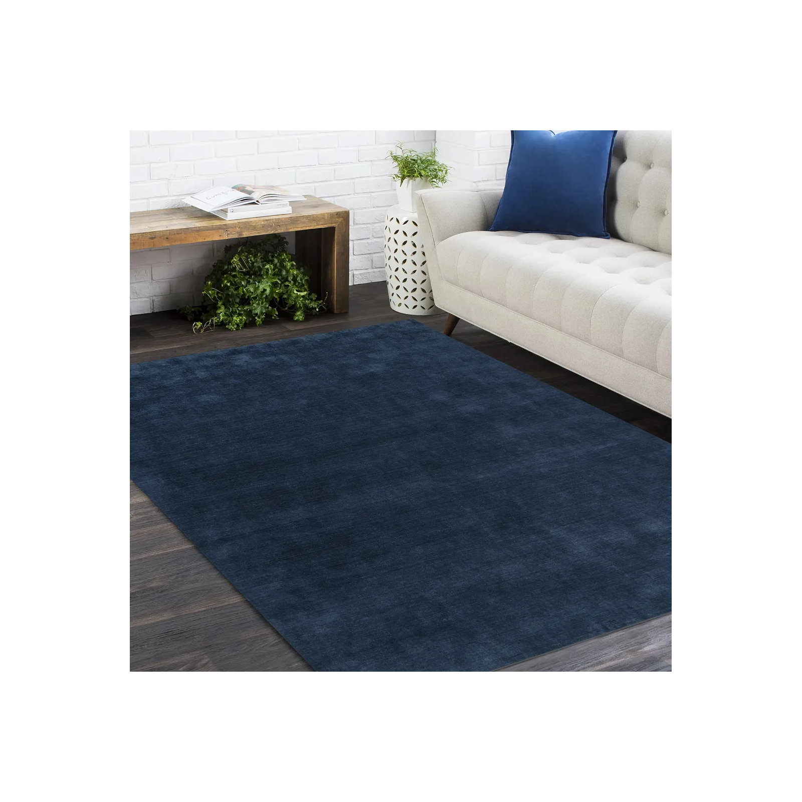 Handmade Navy Rug, Rectangle 8' x 10'