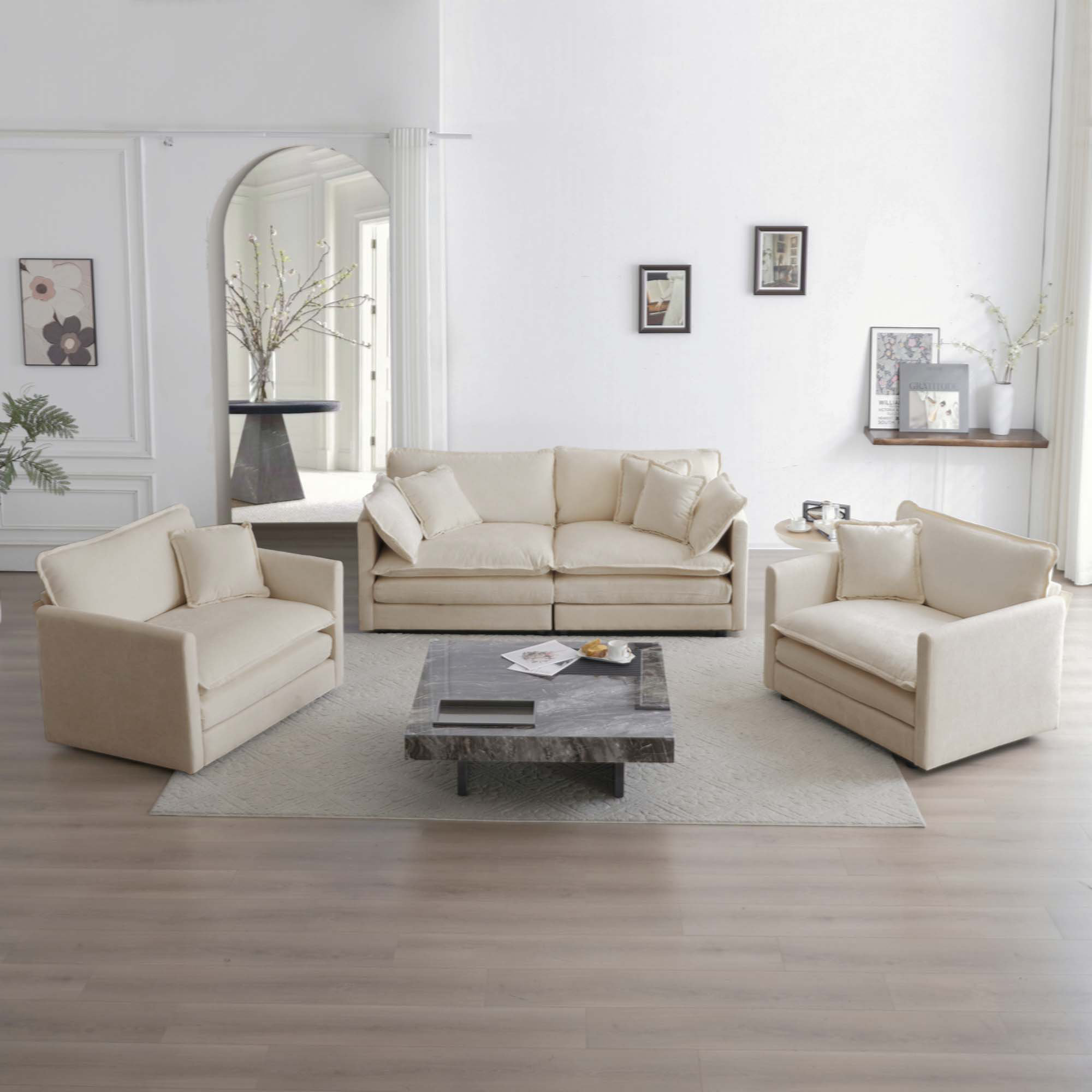 Latitude Run® 3 Piece Sofa Set With Arm Pillows And Toss Pillows , Sofa ...