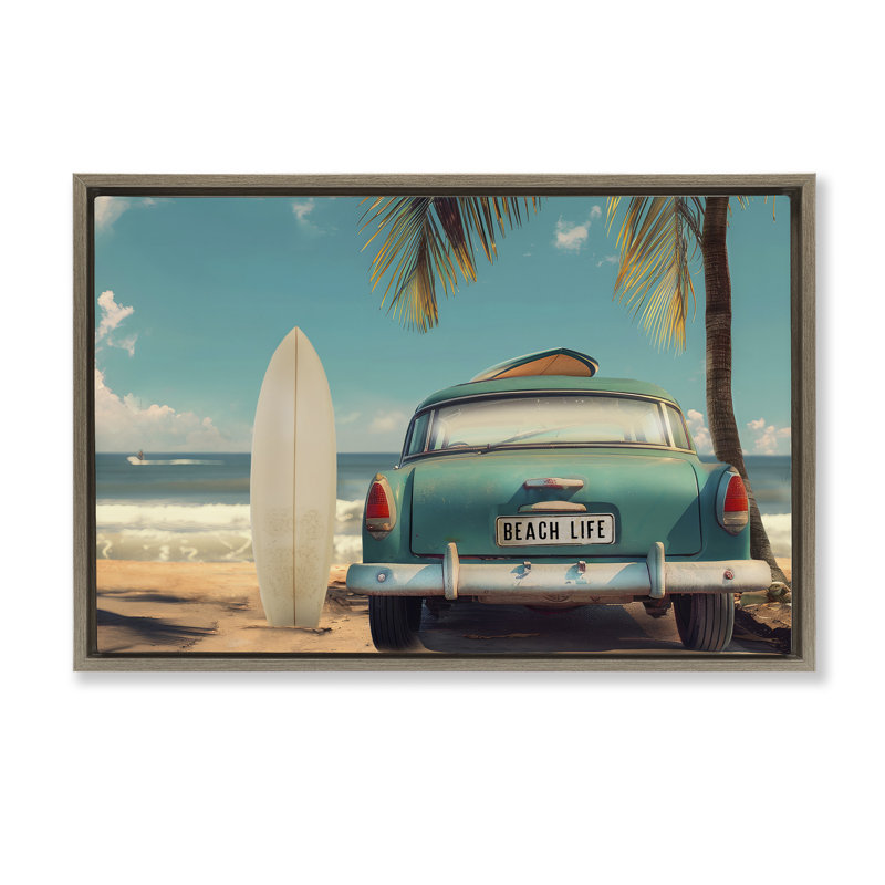Étiquette de licence Summer Beach Life, Cadre flottant orme Montalcino, H 21 po x l 31 po
