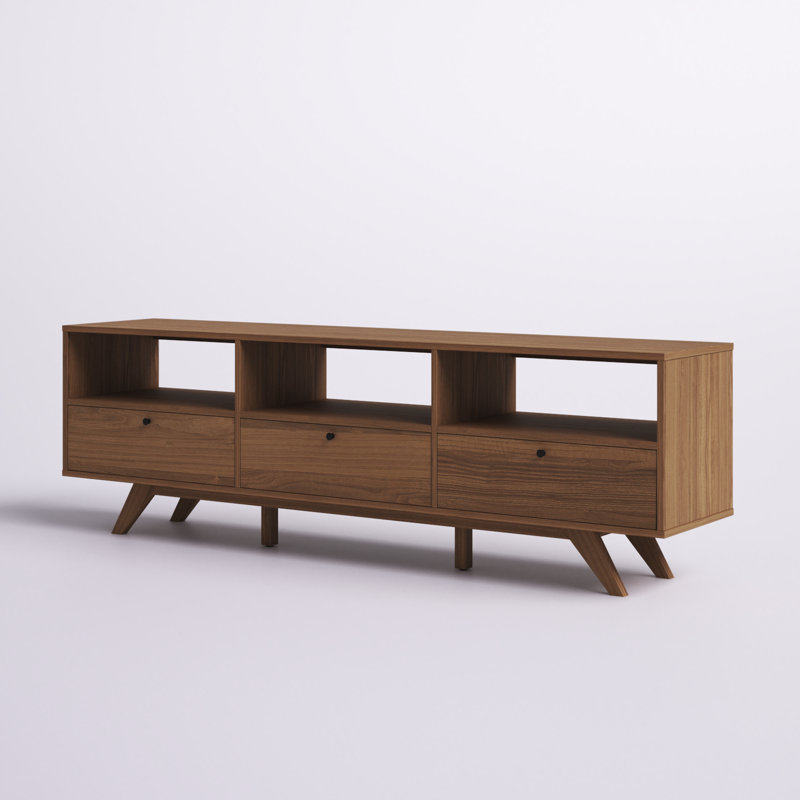 Ballosh 70" TV Stand with 3-Dropdown Doors for TVs up to 78", Mocha