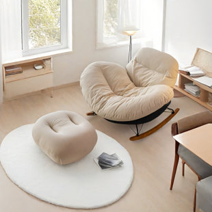 Modern Upholstered Rocking Chair with Ottoman
