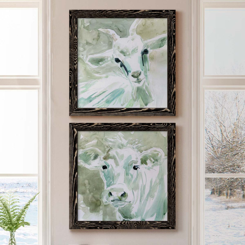 Bill E. Goat - ensemble de 2 peintures sur toile encadrées, Cadre noir, H 17 po x l 34 po x P 1,5 po