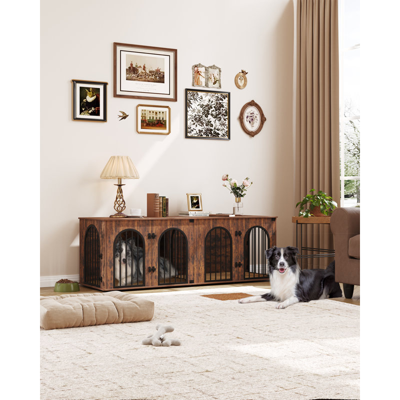 Rustic Brown Heavy Duty Dual Dog Crate with Divider