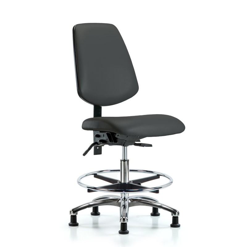 Aryana Vinyl Drafting Chair, Charcoal, Glides, Included