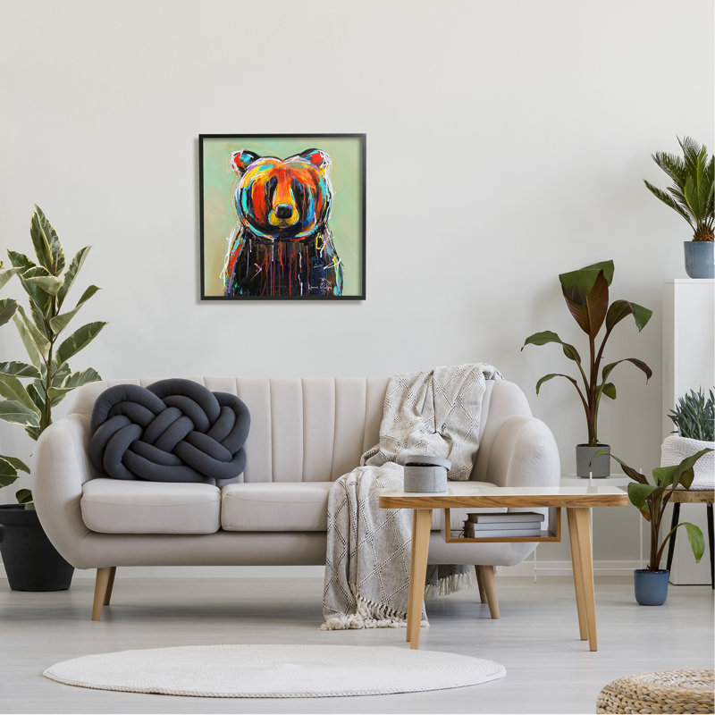 «Abstract Urban Bear Graffiti Gray», art de la giclée par Karrie Evenson, Giclée encadrée noir minuit