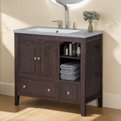 Noraiz 36'' Free Standing Single Bathroom Vanity with Ceramic Top -  Winston Porter, 22CC446C5DF64ECABC23AE8B7FCB22DA