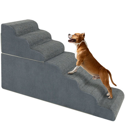 Dog Stairs For Small Dogs And Cats, Non-Slip 7 Steps Foam Pet Steps For High Beds And Couch With Removable Washable Cover