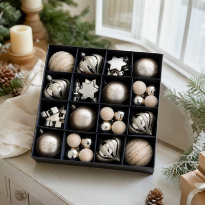Décorations de Noël, ornements craquelés à la main, ensemble de 46 pièces pour sapin de Noël
