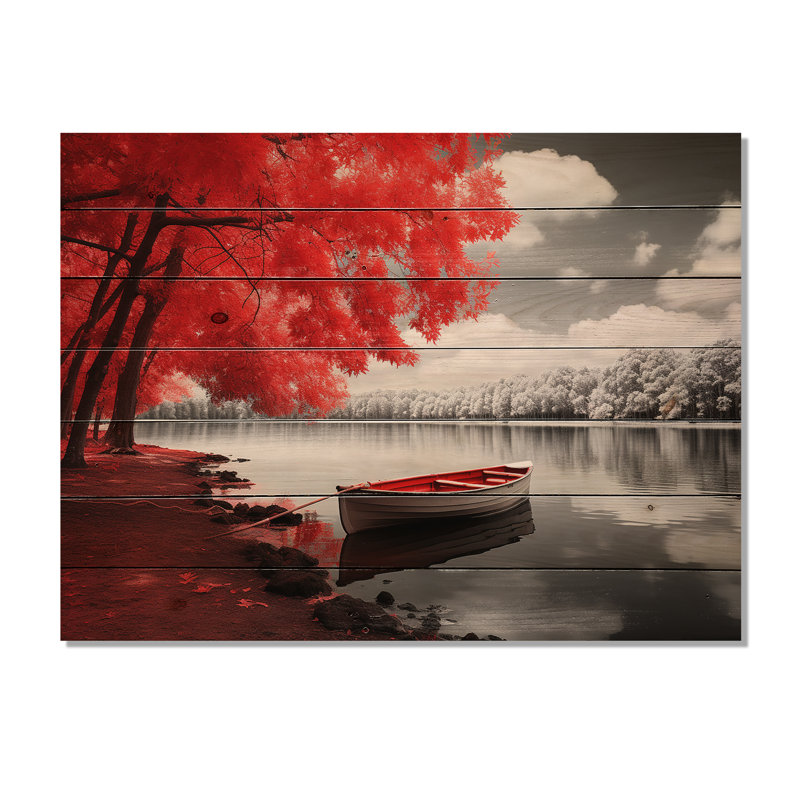 Red Lake Dockside Serenity sur impression sur bois, H 30 po x l 40 po x P 0,78 po