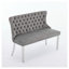 Banc de causeuse double en velours gris avec pieds en acier inoxydable argenté brossé, siège pour îlot de cuisine pour deux-1462779743-1462779738