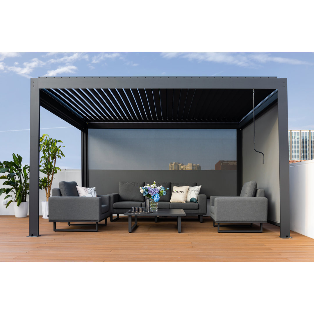 3×3 Aluminum Pergola mit  Lichtern Und 3 Seitenvorhängen