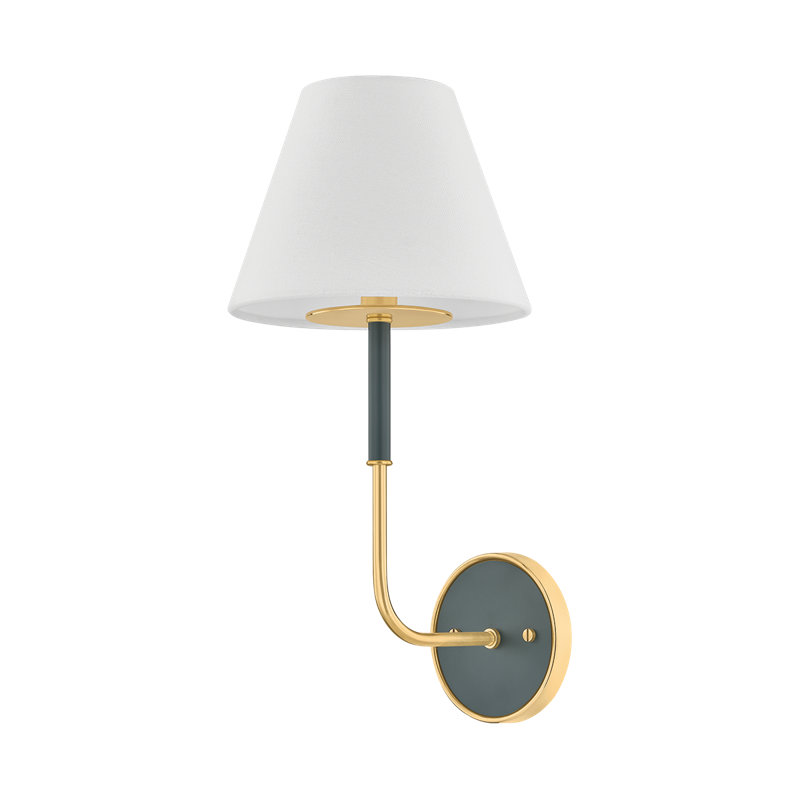 Wedgewood Wall Sconce in Aged Brass and Off-White by Mark D. Sikes, Black