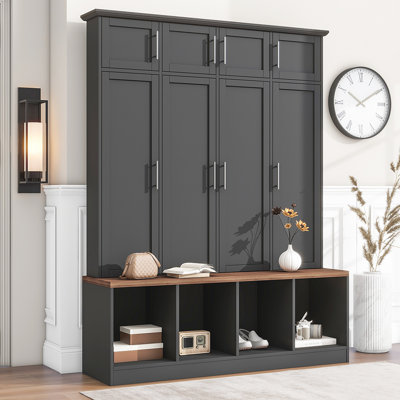 Pastorino Hall Tree 59.11'' Wide with Bench and Shoe Storage,Entryway Cabinet with Open Compartments for Living Room, Hallway -  Red Barrel Studio®, C329A038460941199EED61B6EB5A1452