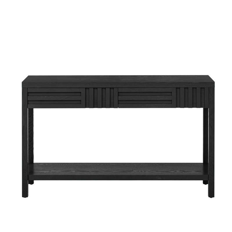 U_STYLE Modern Ash Veneer Console Table, Black