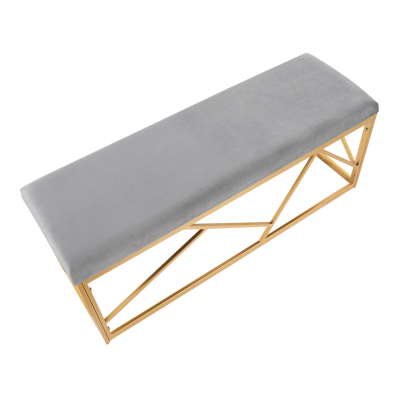 Lopez Velvet Upholstered Bench, Gray
