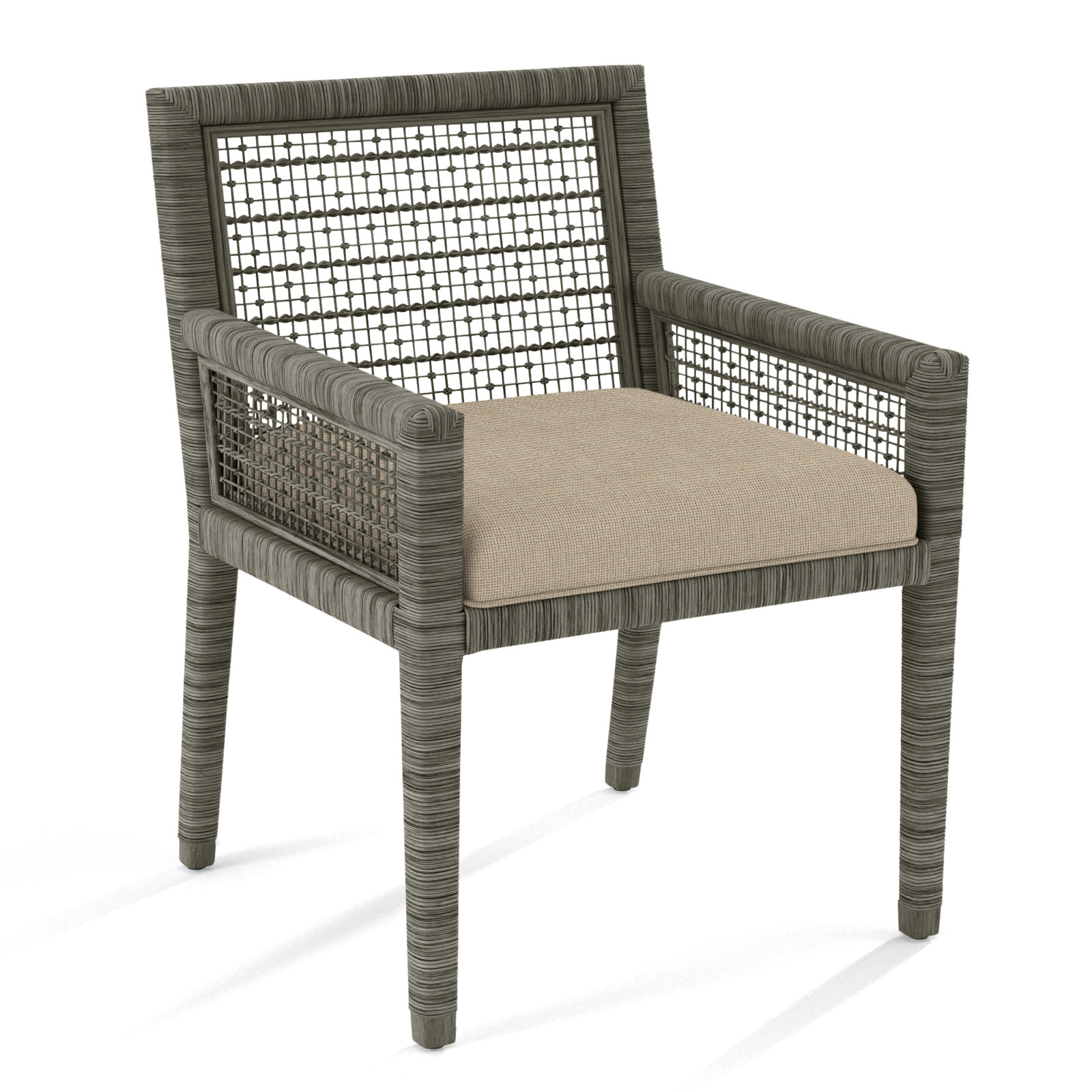 Glinda Dining Armchair, Oatmeal Crypton Performance; 0822-74, Greystone